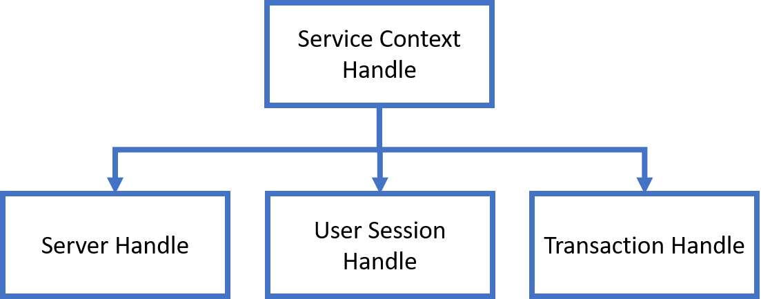 ServiceContext, Server, Session and transaction handles.